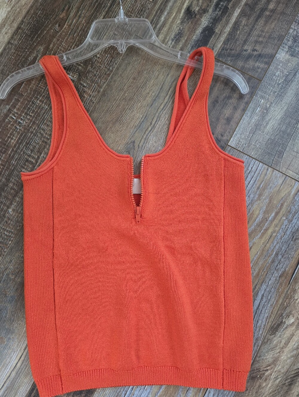 7 For All Mankind Ribbed Knit Sweater Tank Rusty Orange Large